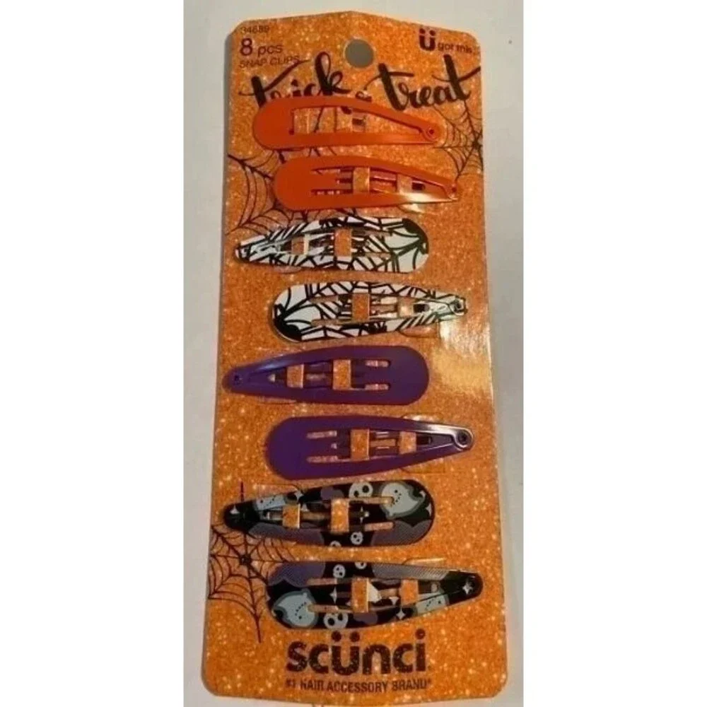 Scunci Halloween Trick or Treat 8pc hair snap clips